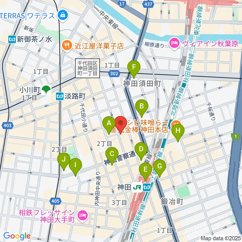 神田Jazz spot Step!周辺のコンビニエンスストア一覧地図
