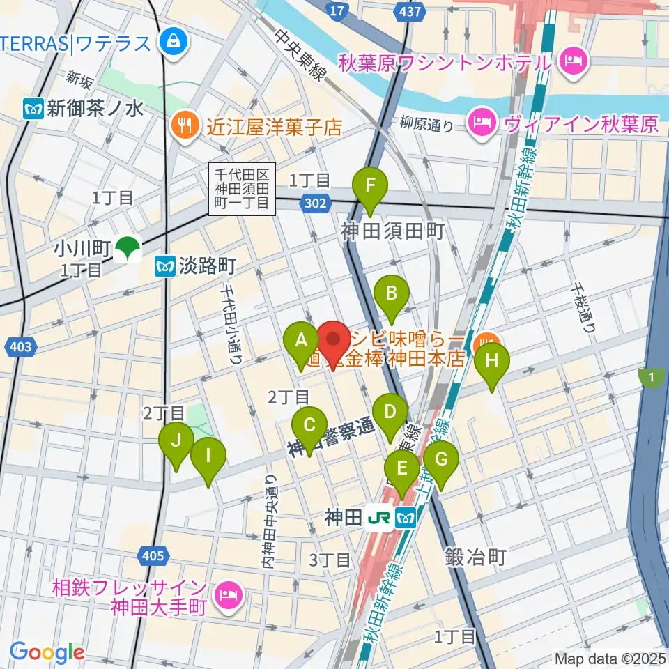 神田Jazz spot Step!周辺のコンビニエンスストア一覧地図