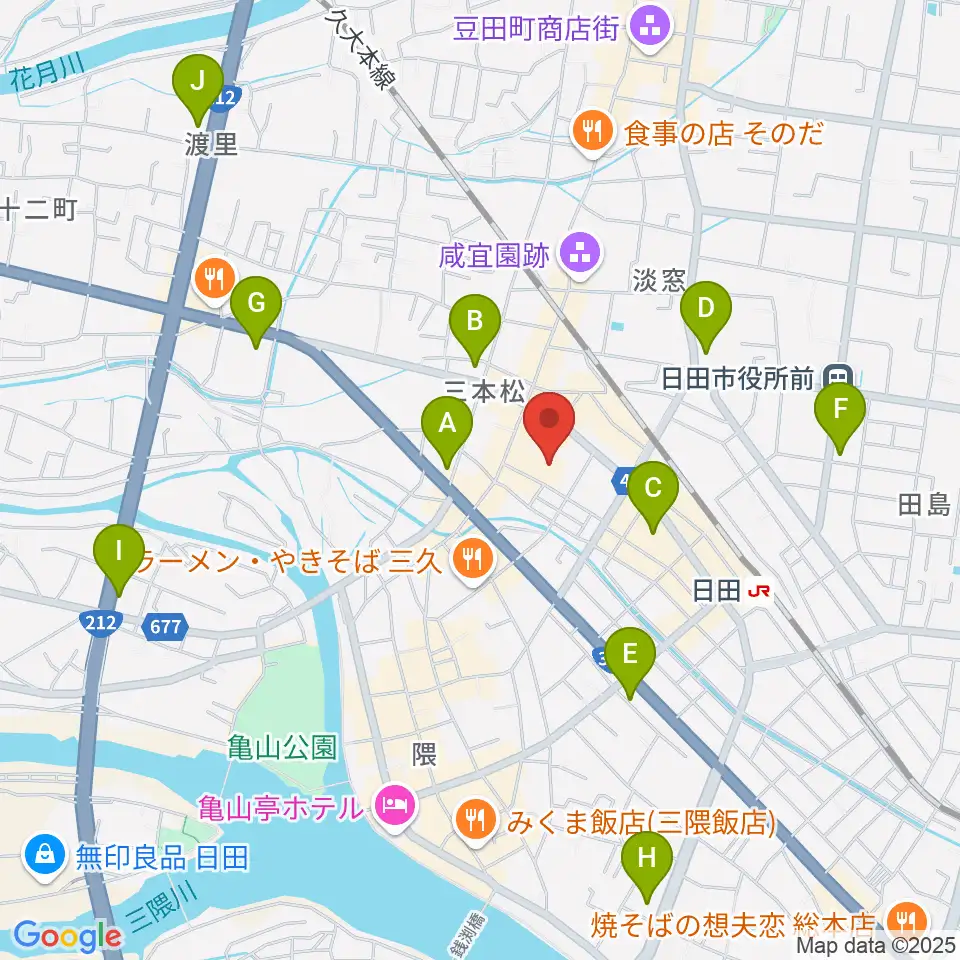 日田市民文化会館 パトリア日田周辺のコンビニエンスストア一覧地図