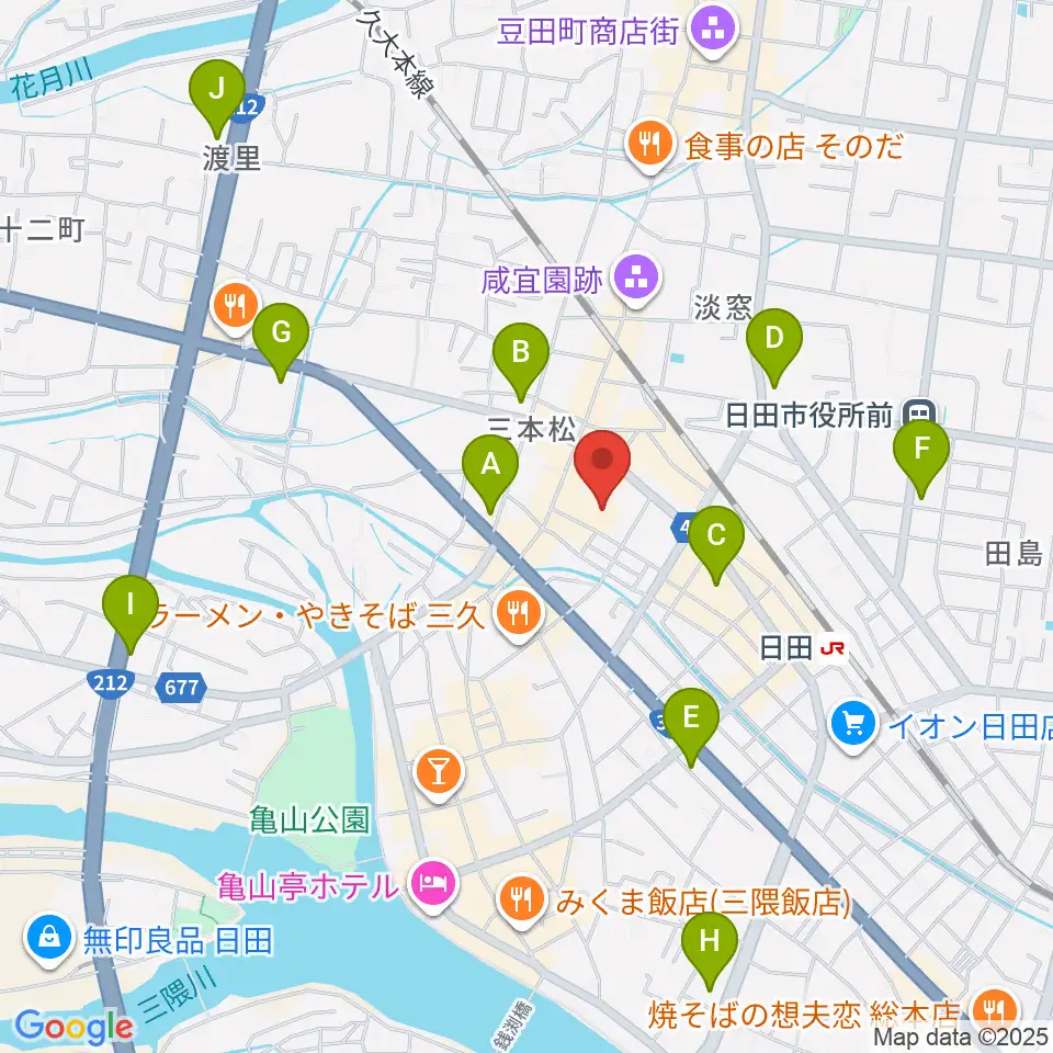 日田市民文化会館 パトリア日田周辺のコンビニエンスストア一覧地図