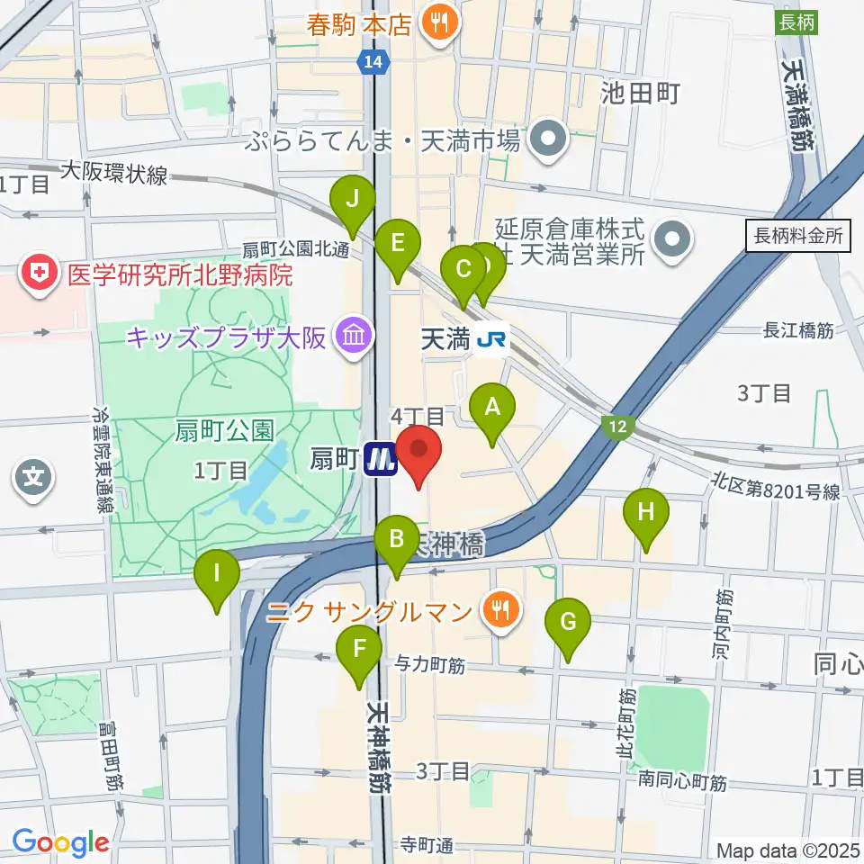 扇町para-dice周辺のコンビニエンスストア一覧地図