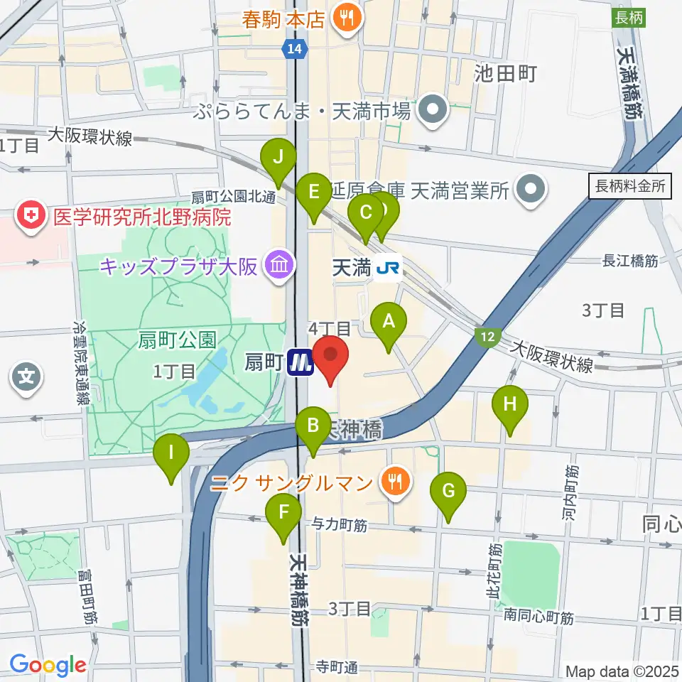 扇町para-dice周辺のコンビニエンスストア一覧地図