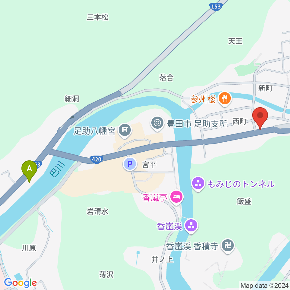 ライブカフェ足助のかじやさん 周辺のコンビニエンスストア一覧地図