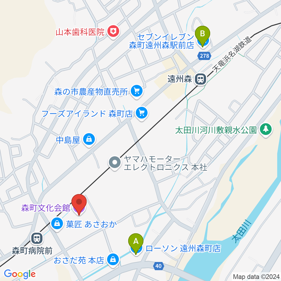 森町文化会館ミキホール周辺のコンビニエンスストア一覧地図