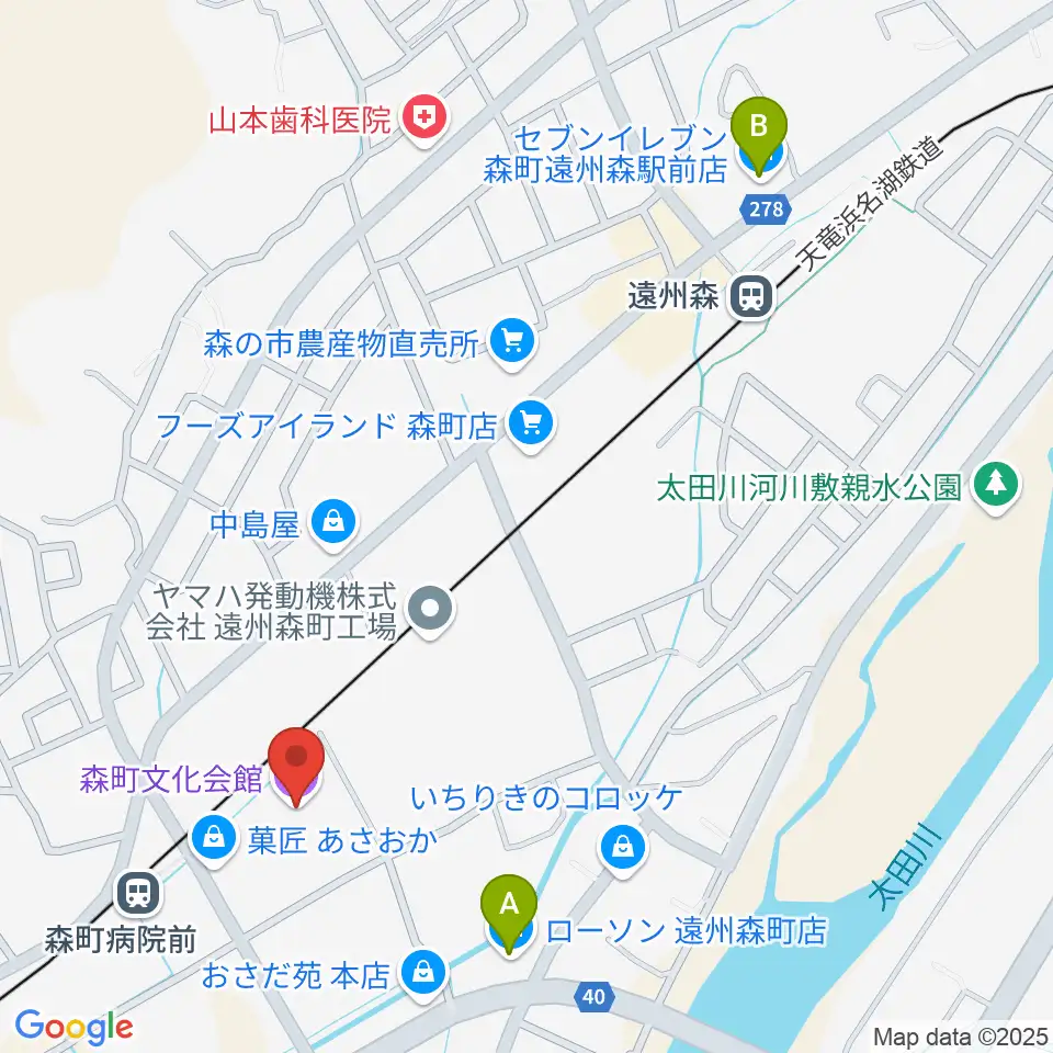 森町文化会館ミキホール周辺のコンビニエンスストア一覧地図