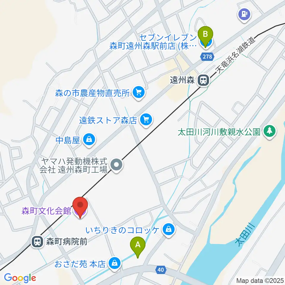 森町文化会館ミキホール周辺のコンビニエンスストア一覧地図