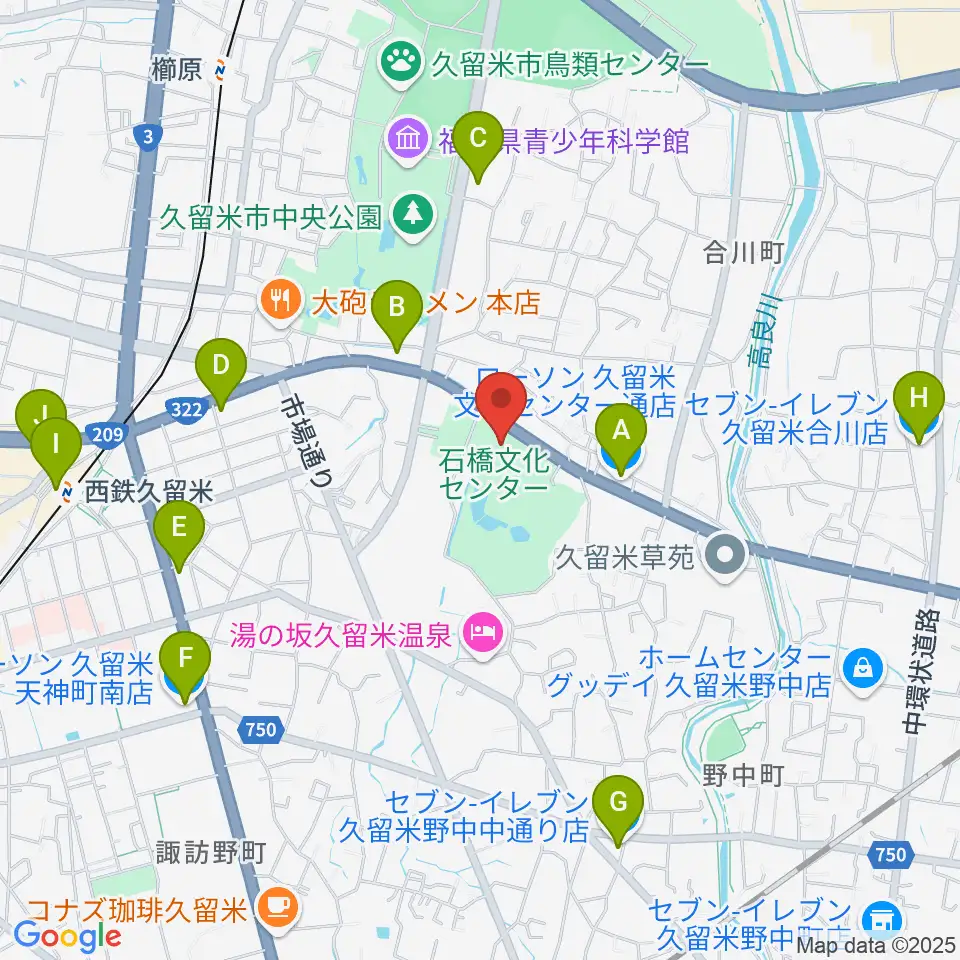 石橋文化会館周辺のコンビニエンスストア一覧地図