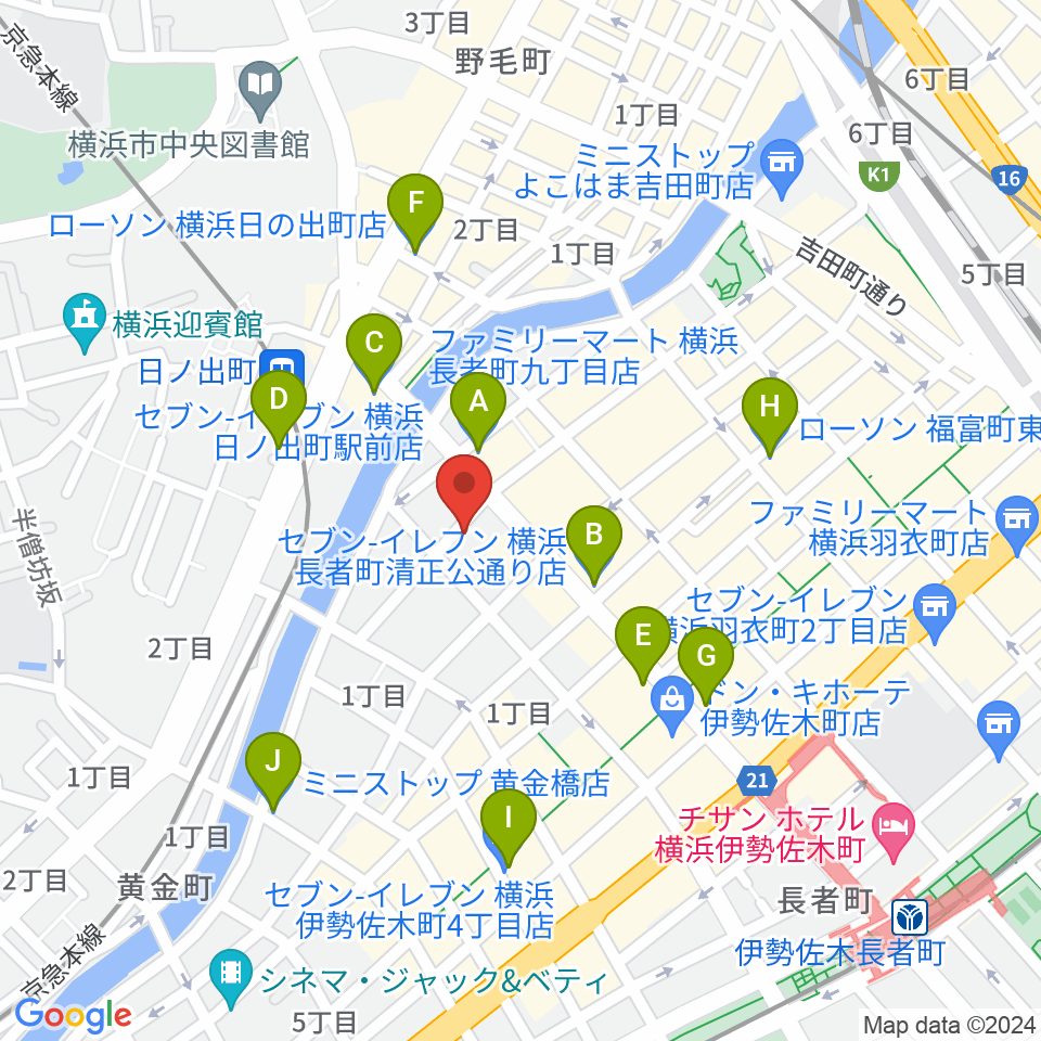 横浜JAZZ FIRST周辺のコンビニエンスストア一覧地図