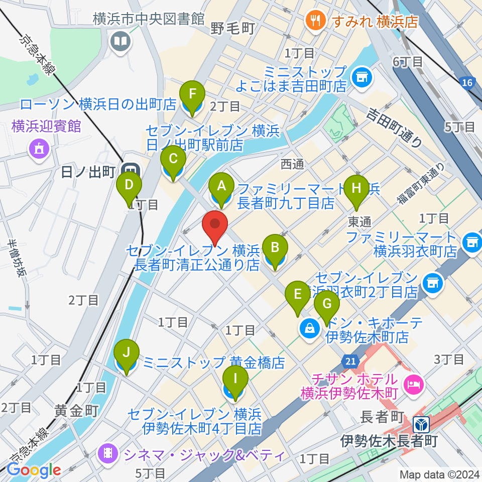 横浜JAZZ FIRST周辺のコンビニエンスストア一覧地図