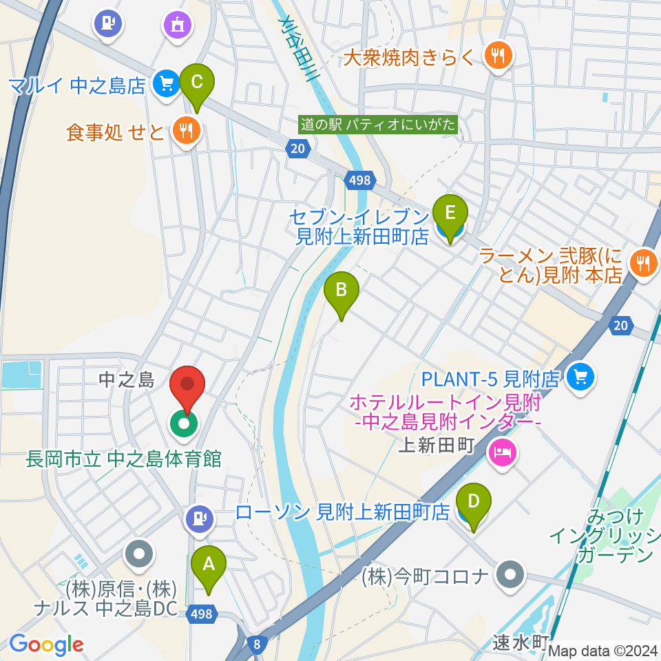 長岡市中之島文化センター周辺のコンビニエンスストア一覧地図