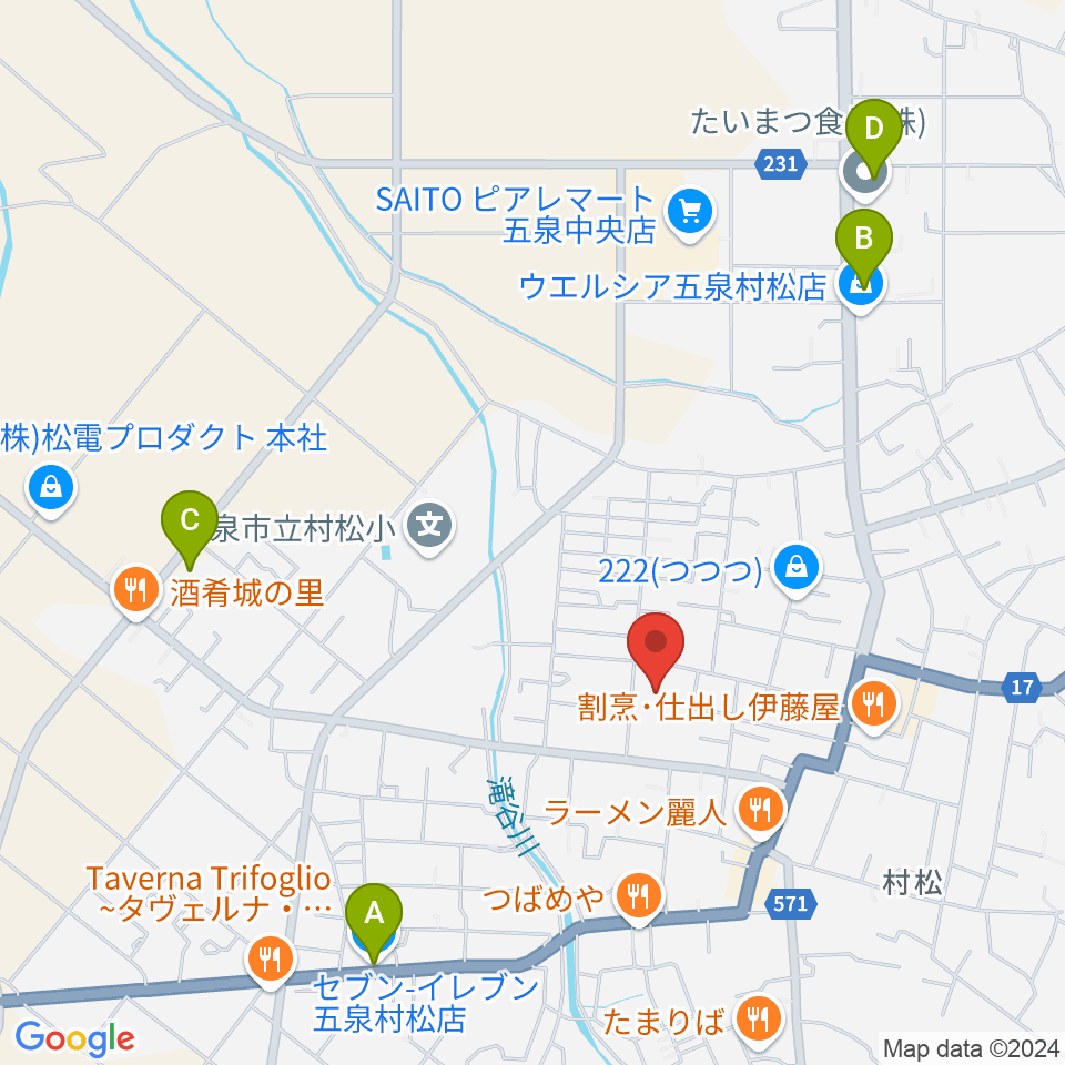 五泉市さくらんど会館周辺のコンビニエンスストア一覧地図