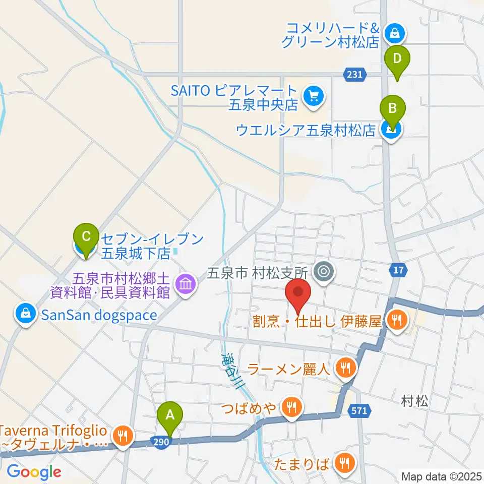 五泉市さくらんど会館周辺のコンビニエンスストア一覧地図