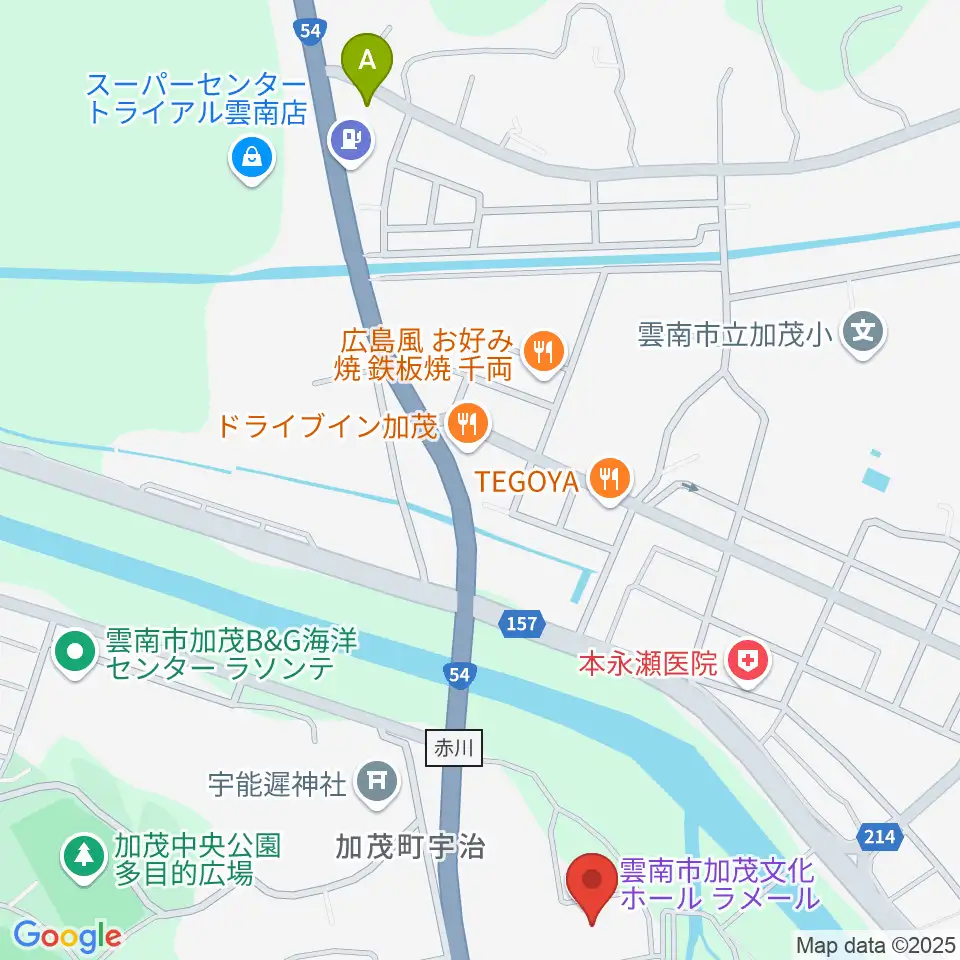 雲南市加茂文化ホール ラメール周辺のコンビニエンスストア一覧地図