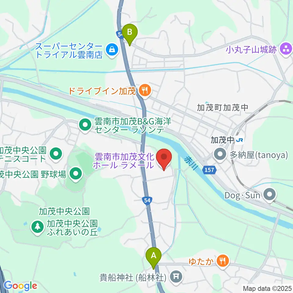 雲南市加茂文化ホール ラメール周辺のコンビニエンスストア一覧地図