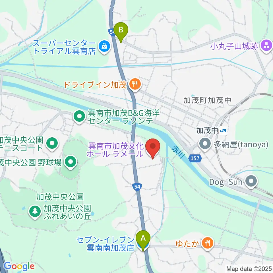 雲南市加茂文化ホール ラメール周辺のコンビニエンスストア一覧地図