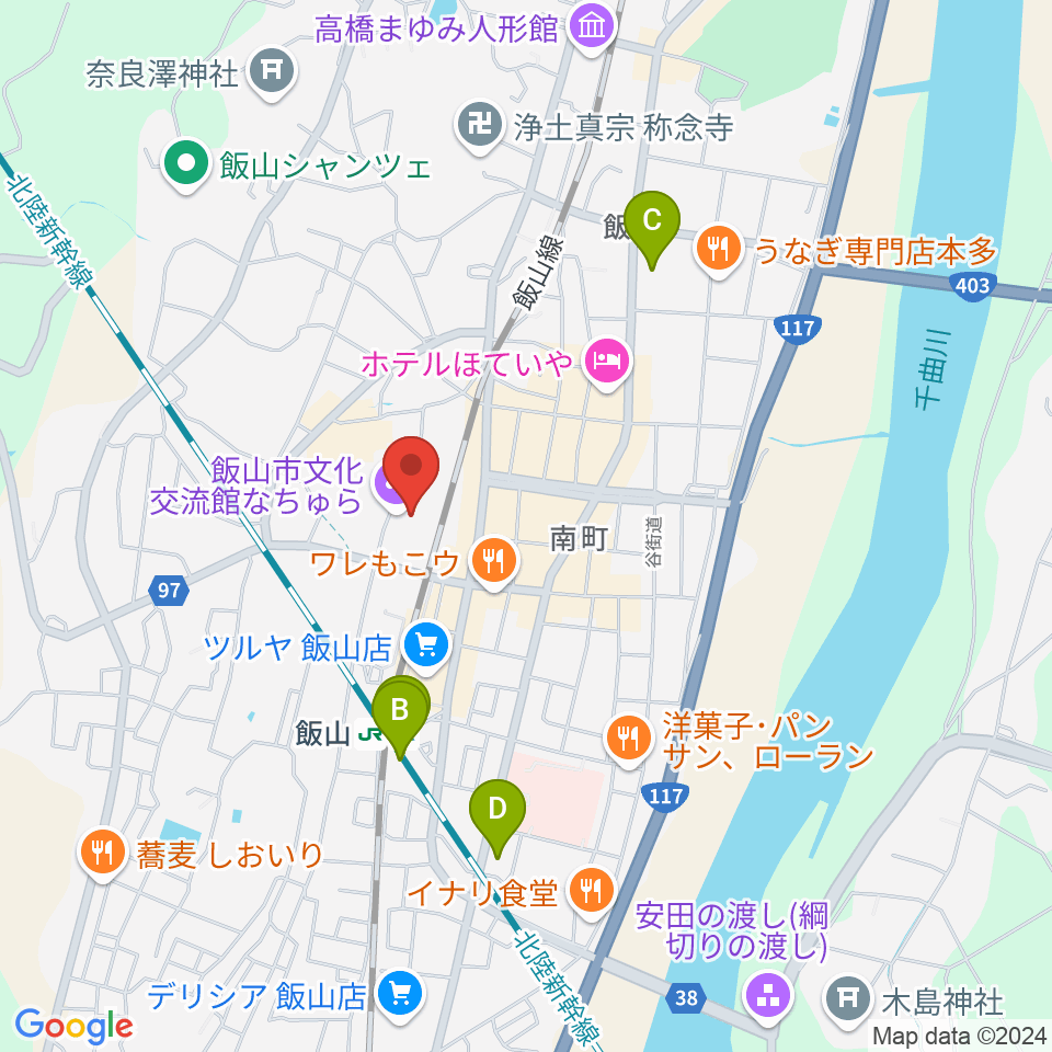 飯山市文化交流館なちゅら周辺のコンビニエンスストア一覧地図