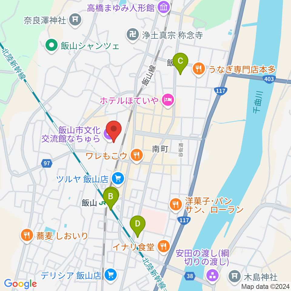 飯山市文化交流館なちゅら周辺のコンビニエンスストア一覧地図