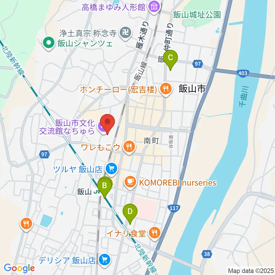 飯山市文化交流館なちゅら周辺のコンビニエンスストア一覧地図