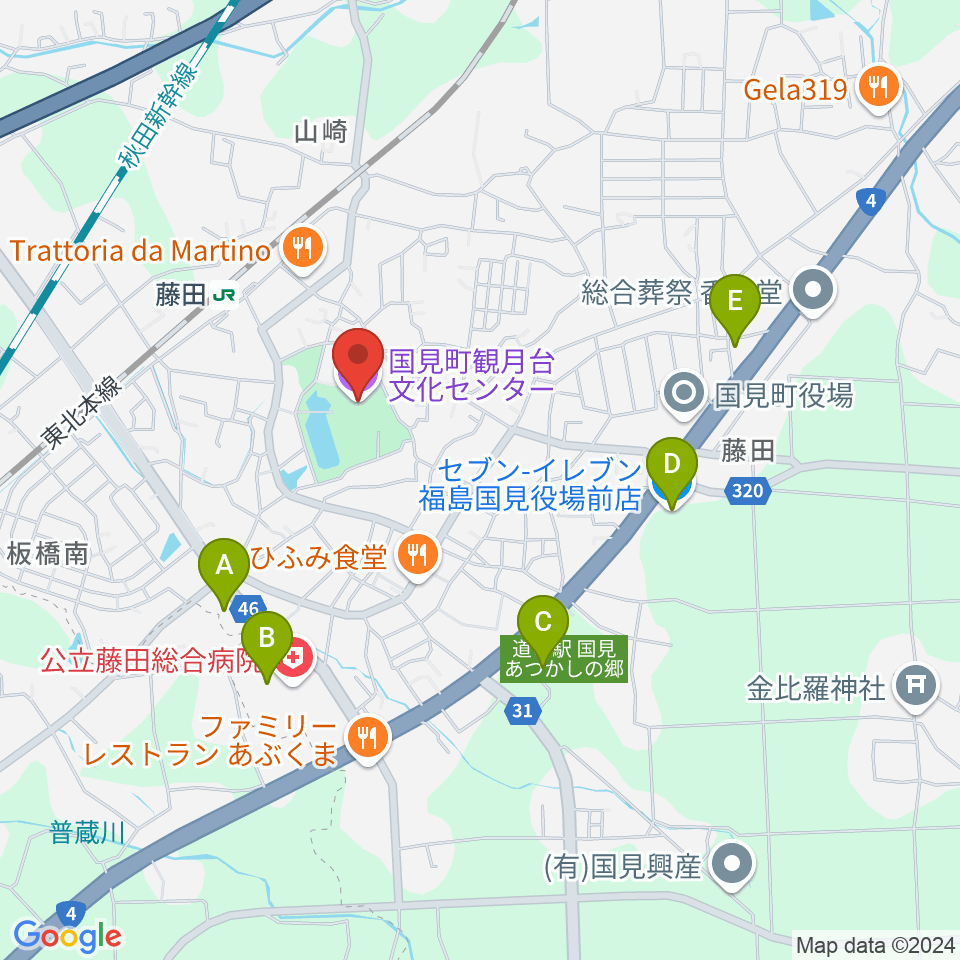 国見町観月台文化センター周辺のコンビニエンスストア一覧地図