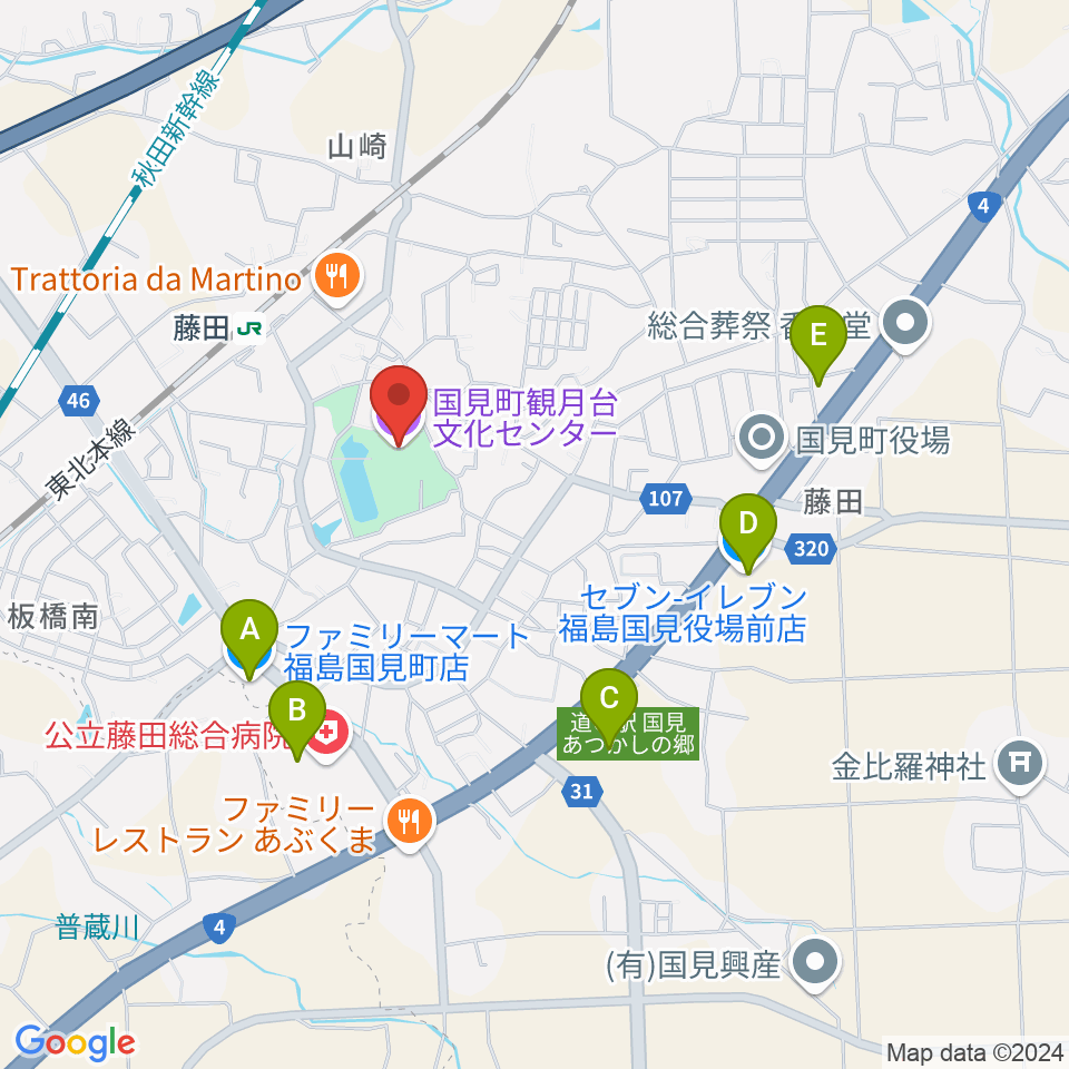 国見町観月台文化センター周辺のコンビニエンスストア一覧地図