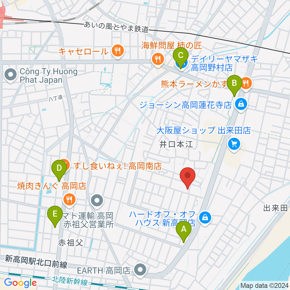 高岡カサデラムジカ周辺のコンビニエンスストア一覧地図