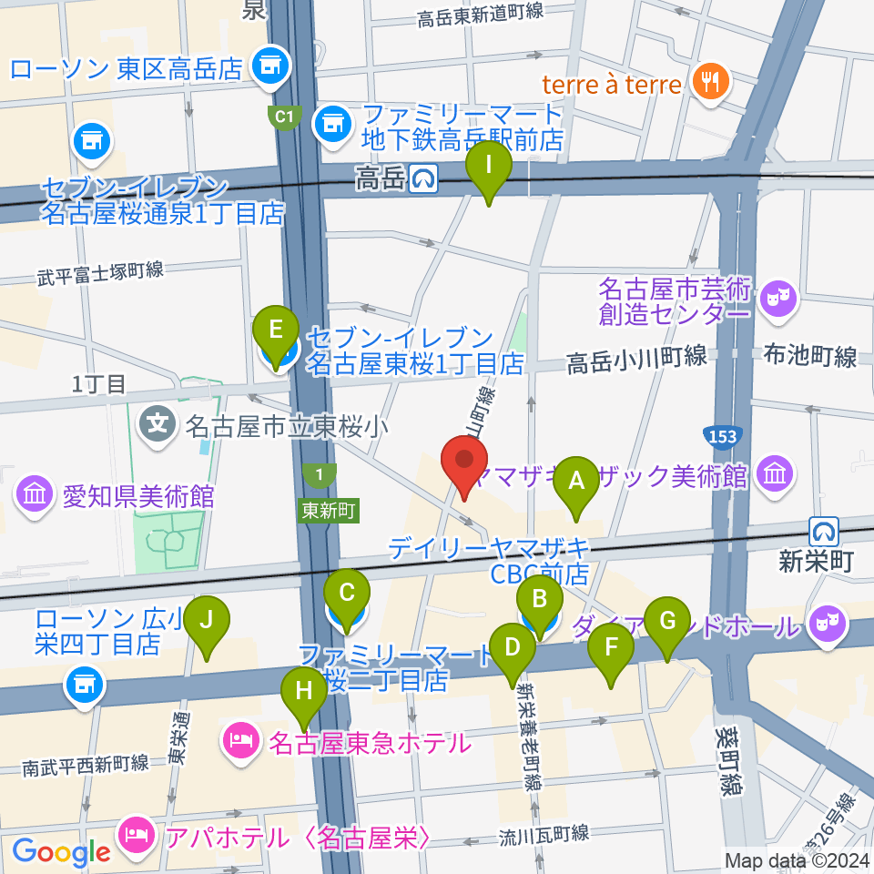 キャバレロクラブ周辺のコンビニエンスストア一覧地図