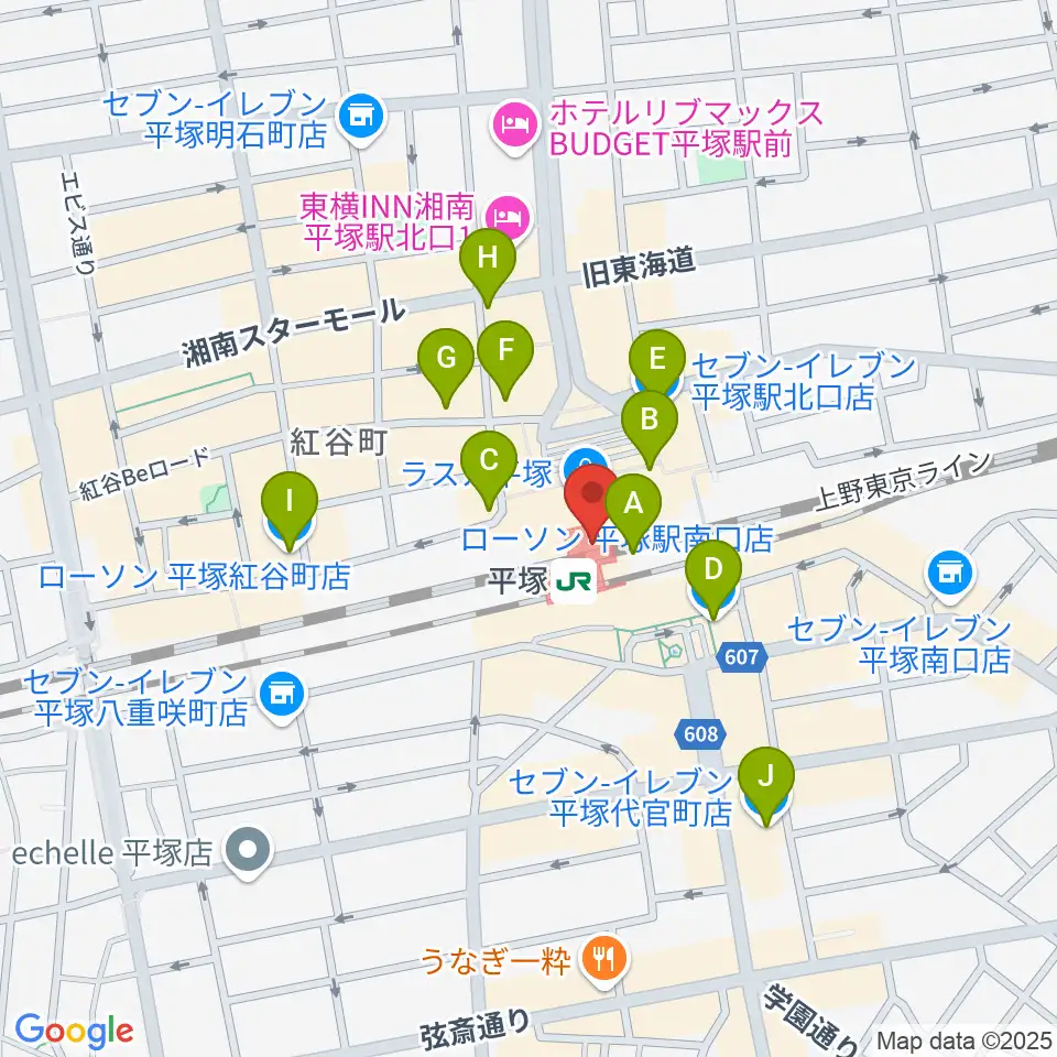 ラスカ平塚6F ラスカホール周辺のコンビニエンスストア一覧地図