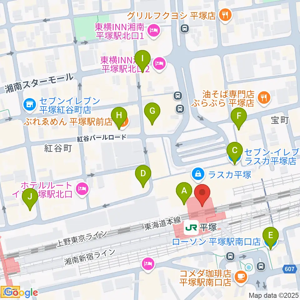 ラスカ平塚6F ラスカホール周辺のコンビニエンスストア一覧地図
