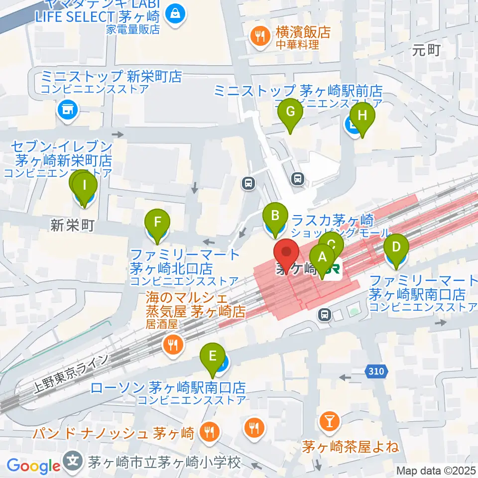 ラスカ茅ヶ崎ホール周辺のコンビニエンスストア一覧地図
