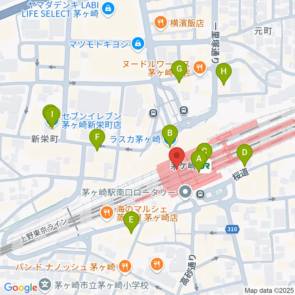 ラスカ茅ヶ崎ホール周辺のコンビニエンスストア一覧地図