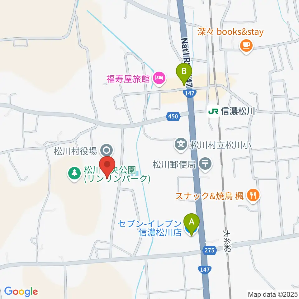 松川村多目的交流センターすずの音ホール周辺のコンビニエンスストア一覧地図