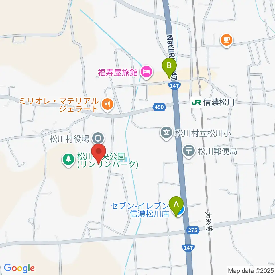 松川村多目的交流センターすずの音ホール周辺のコンビニエンスストア一覧地図