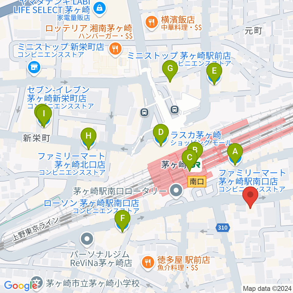 茅ヶ崎ルシュマンデザール周辺のコンビニエンスストア一覧地図