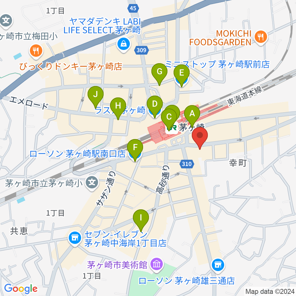 茅ヶ崎ルシュマンデザール周辺のコンビニエンスストア一覧地図