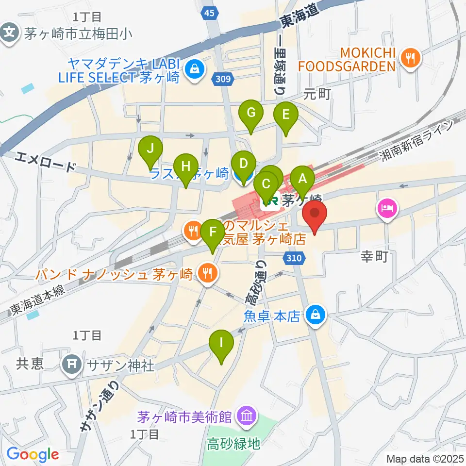 茅ヶ崎ルシュマンデザール周辺のコンビニエンスストア一覧地図