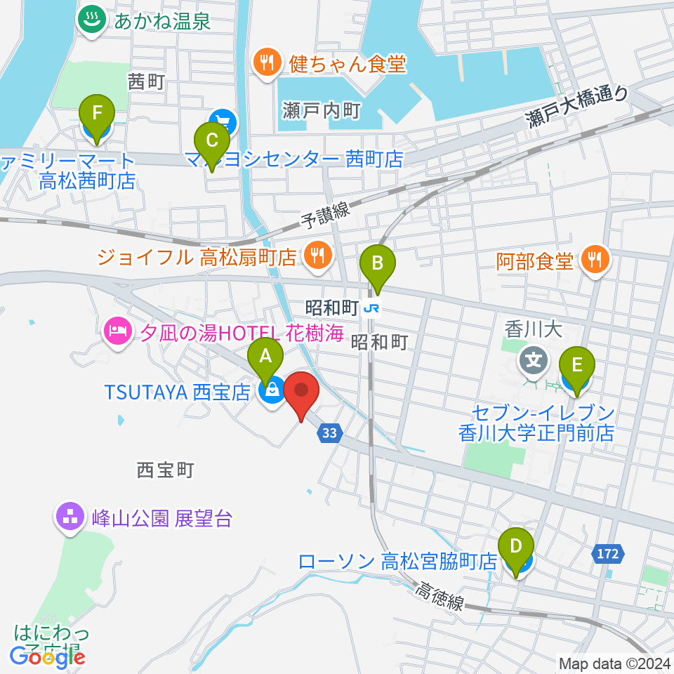 香川県教育会館ミューズホール周辺のコンビニエンスストア一覧地図