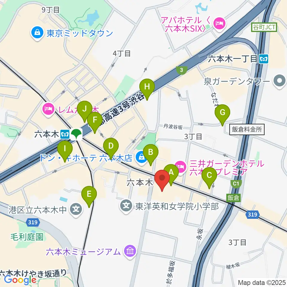 六本木BUZZ周辺のコンビニエンスストア一覧地図