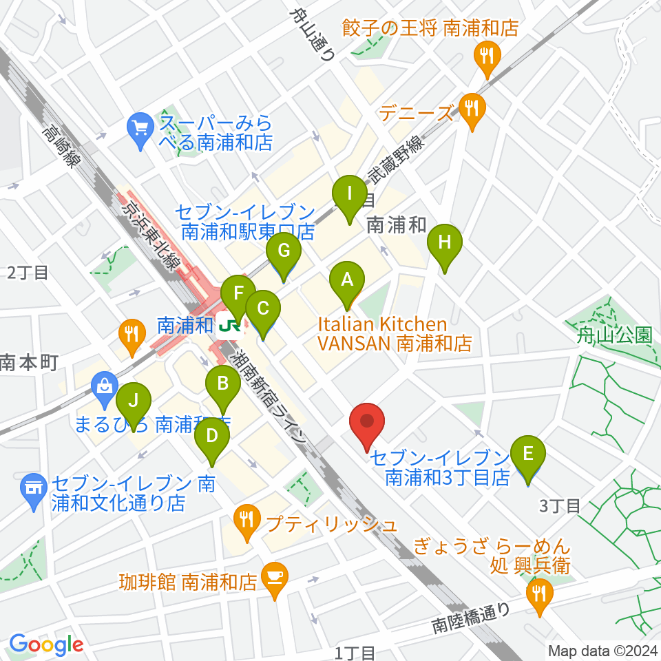 ミリオン楽器 南浦和店周辺のコンビニエンスストア一覧地図