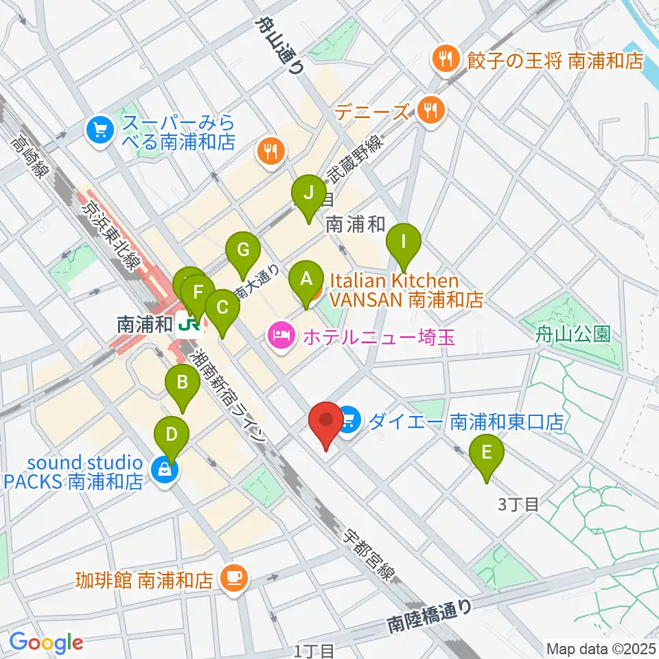 ミリオン楽器 南浦和店周辺のコンビニエンスストア一覧地図