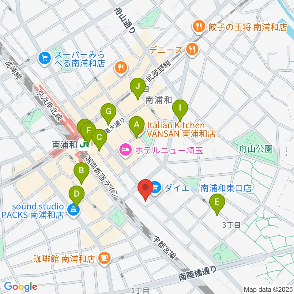 ミリオン楽器 南浦和店周辺のコンビニエンスストア一覧地図