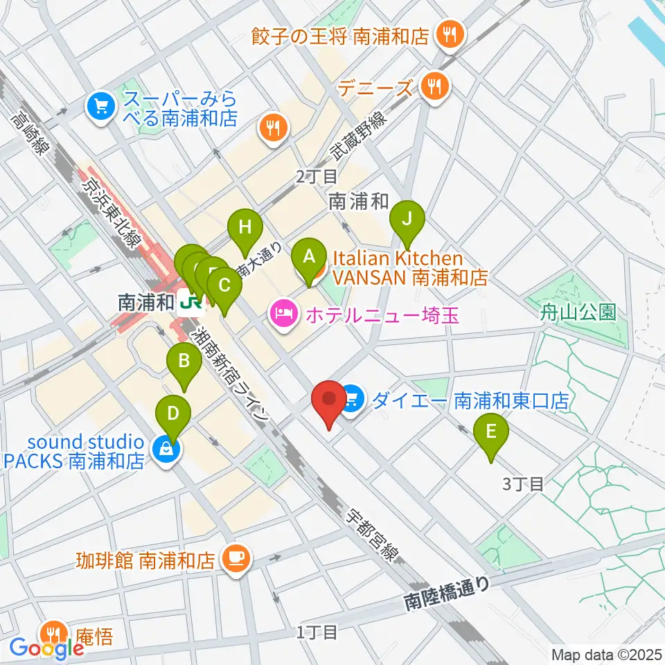 ミリオン楽器 南浦和店周辺のコンビニエンスストア一覧地図