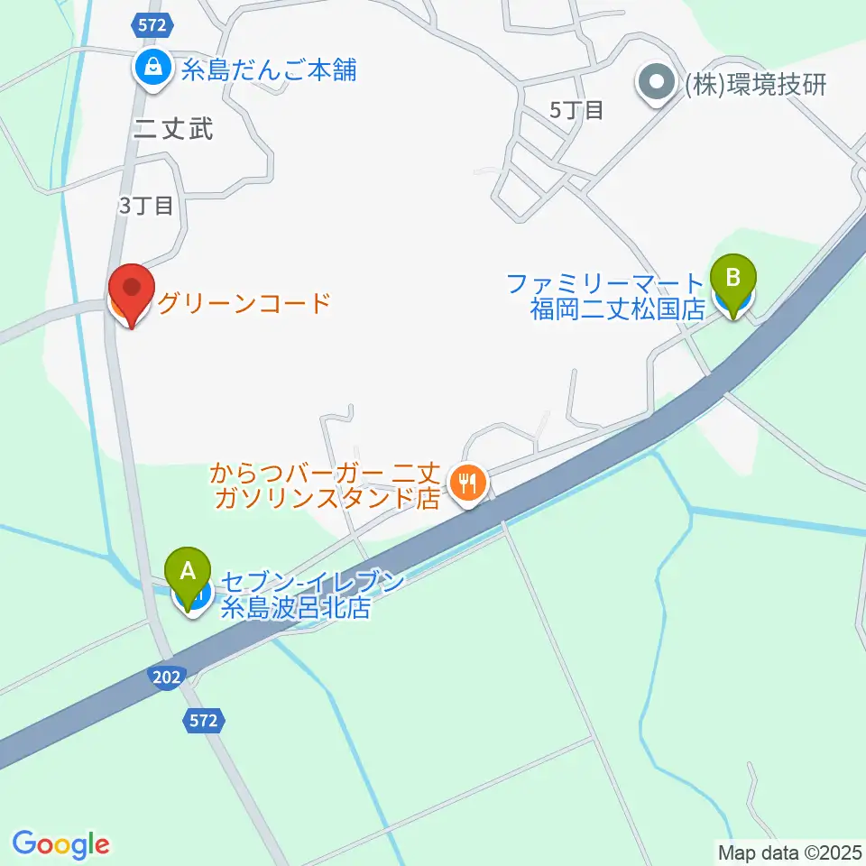 糸島Greenchord周辺のコンビニエンスストア一覧地図
