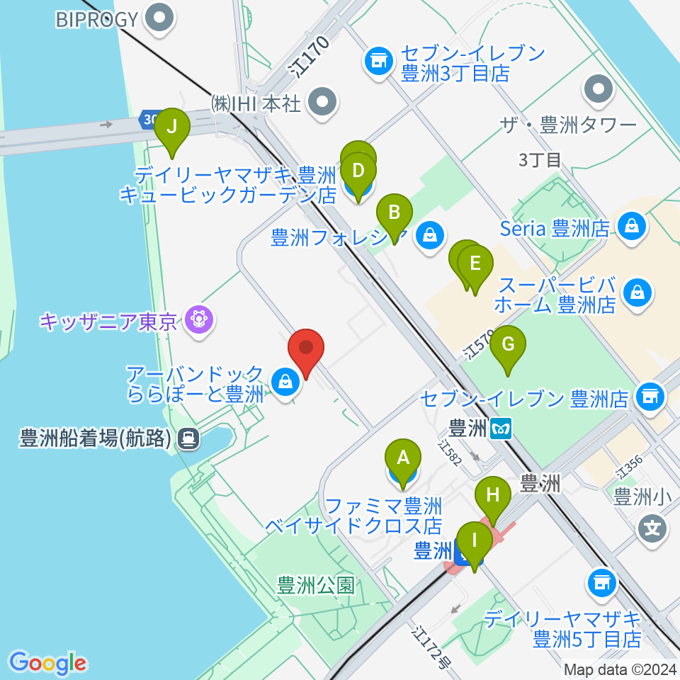 島村楽器ららぽーと豊洲店周辺のコンビニエンスストア一覧地図