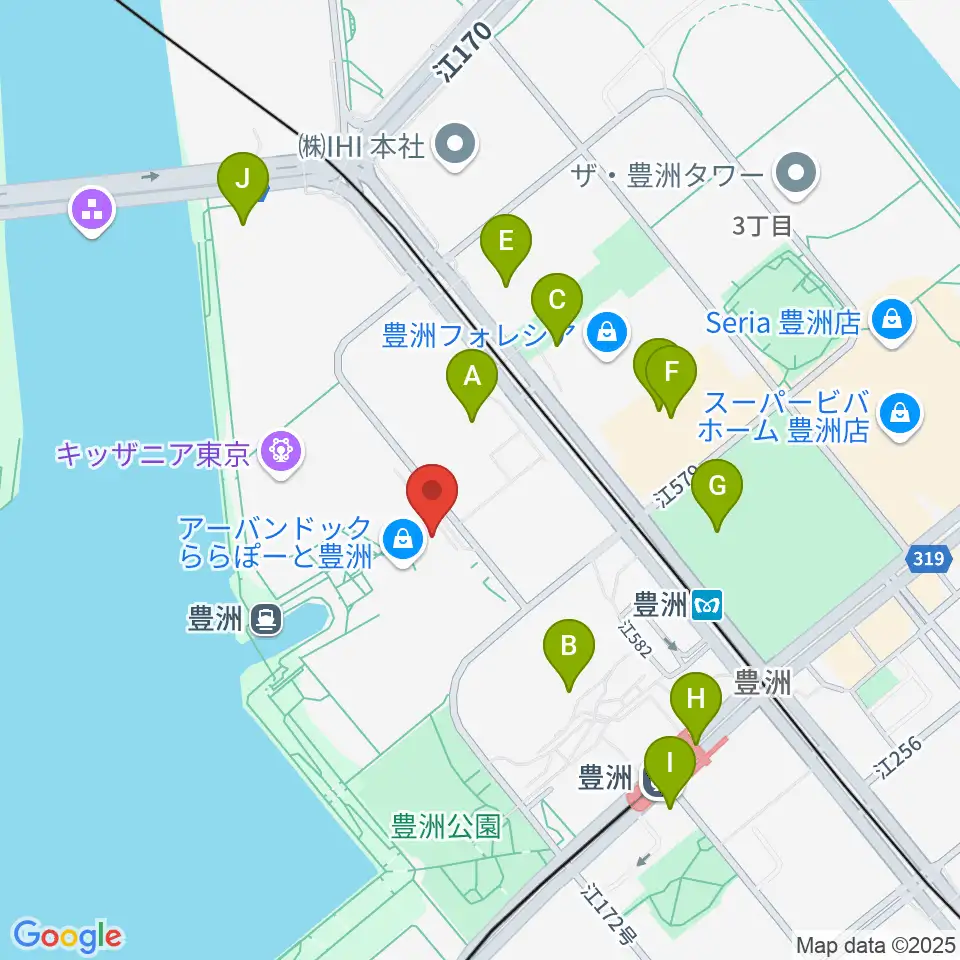 島村楽器ららぽーと豊洲店周辺のコンビニエンスストア一覧地図