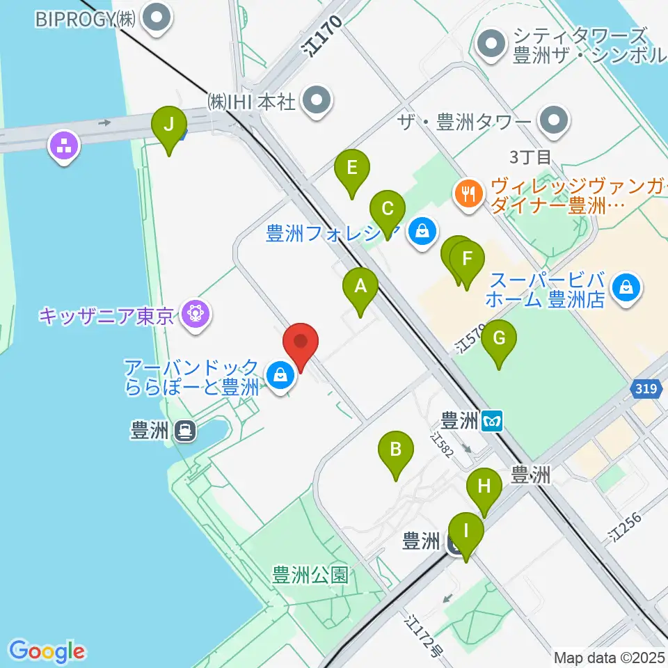 島村楽器ららぽーと豊洲店周辺のコンビニエンスストア一覧地図