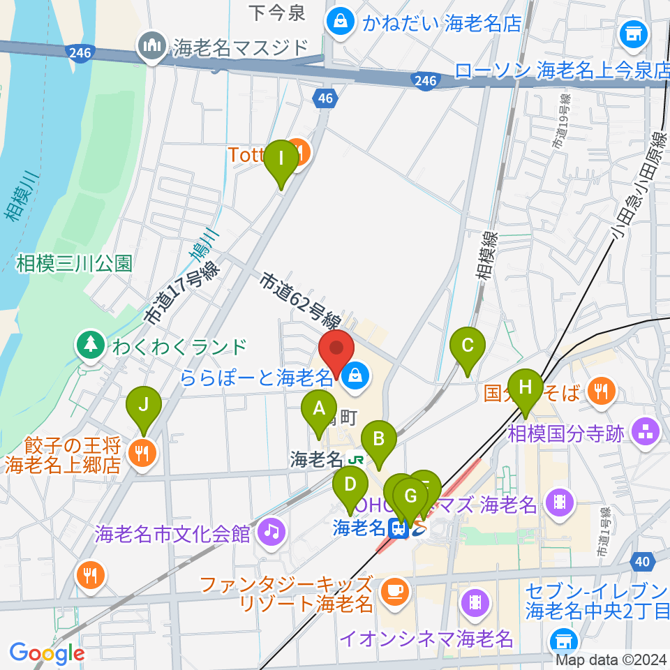 島村楽器ららぽーと海老名店周辺のコンビニエンスストア一覧地図