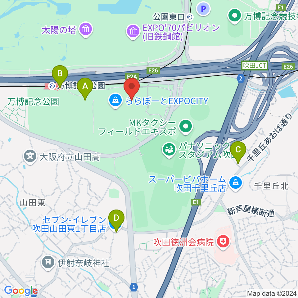 島村楽器ららぽーとEXPOCITY店周辺のコンビニエンスストア一覧地図