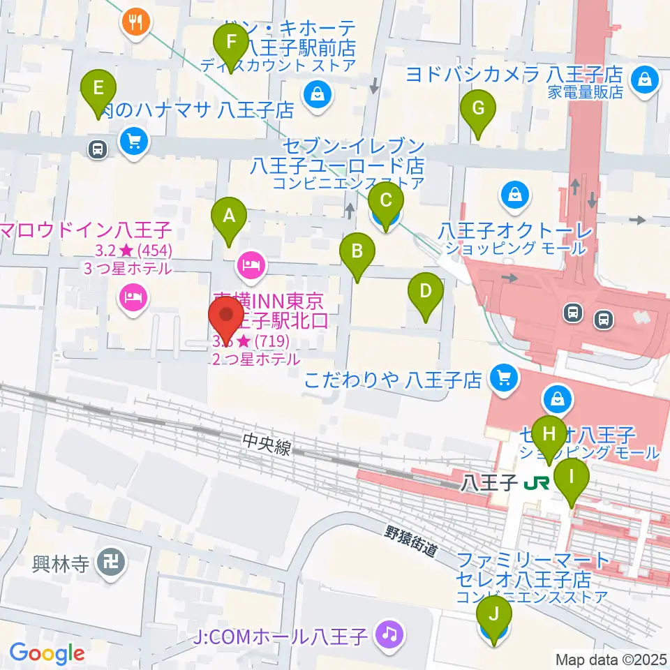 八王子ぐるまま周辺のコンビニエンスストア一覧地図