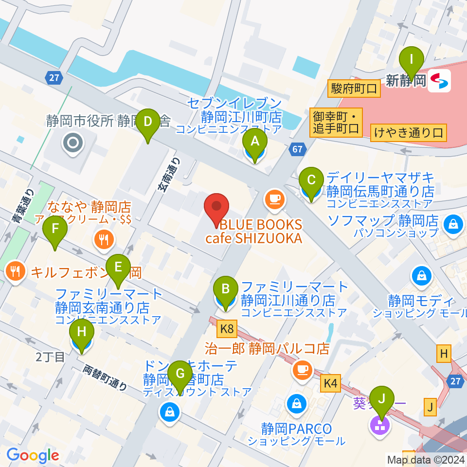 しずぎんホールユーフォニア周辺のコンビニエンスストア一覧地図