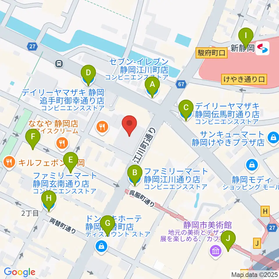 しずぎんホールユーフォニア周辺のコンビニエンスストア一覧地図